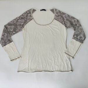 Fox Head Shirt Women XL XLarge White Gray Lace Long Sleeve Racing Travel Casual